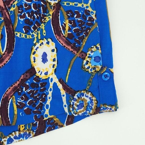 Lili Sport Shorts Size 3X Womens Blue Seaweed Graphic Print Rayon Drawstring - Picture 4 of 10